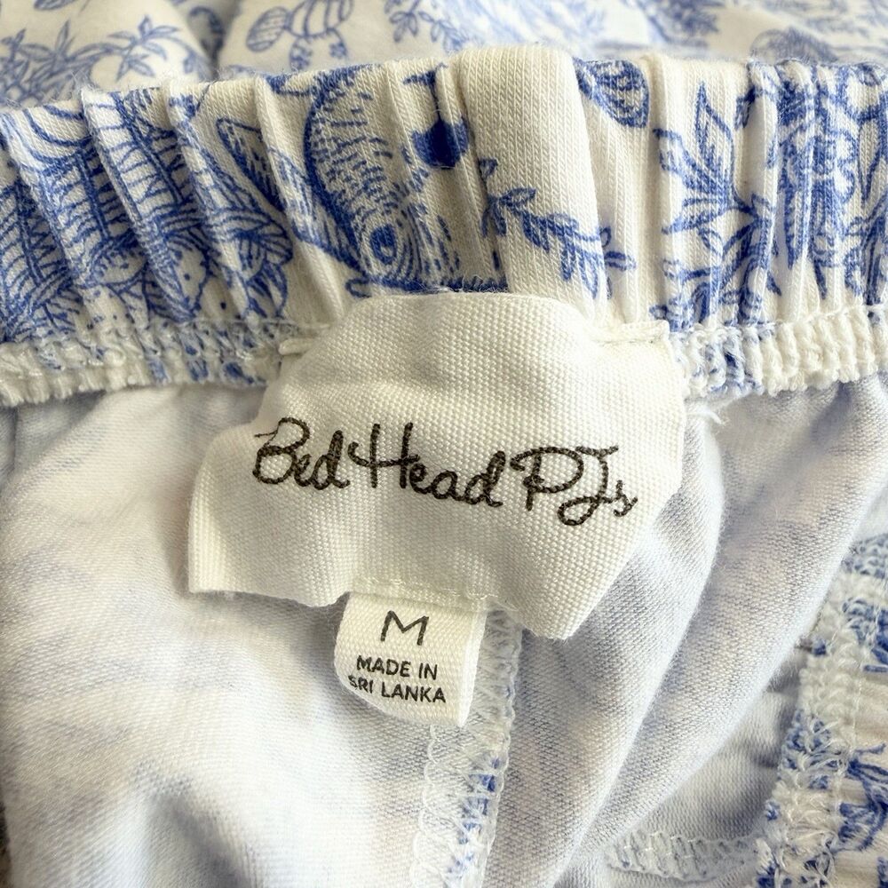 BedHead Pajamas Ivory Blue Spring Print Bunnies Top & Pants Women’s M - Picture 7 of 11